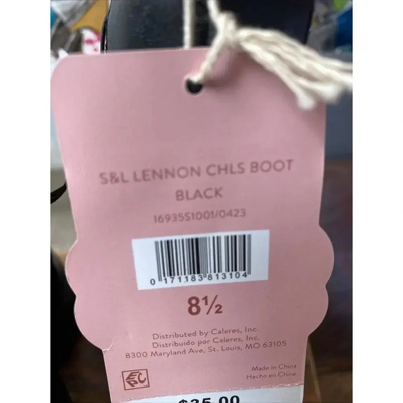 Y2K Chunky Heels Sam/Libby Chelsea Ankle Black Faux Leather Boot Womens 8.5 Goth - Picture 12 of 12